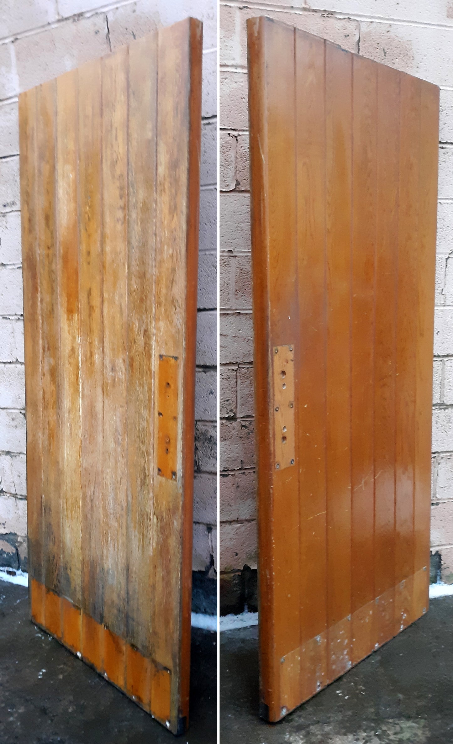 Pair of 72"x83.5"x2.25" Antique Vintage Old Reclaimed Salvaged SOLID Oak Wood Wooden Plank Batten Church Entry Exterior Doors Table Desk Top