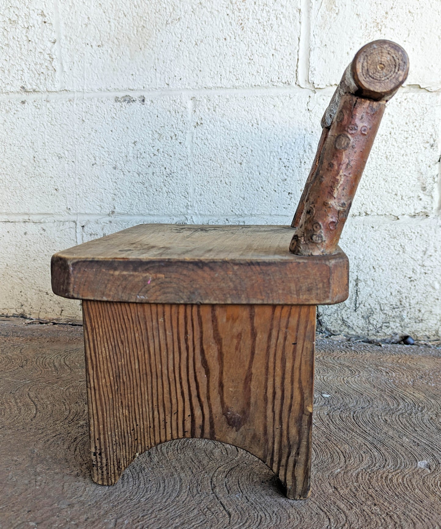 Signed Vintage Old SOLID Wood Wooden Bench Foot Stool Ottoman Plant Stand Table Chair Homemade Handmade Home Hand Made