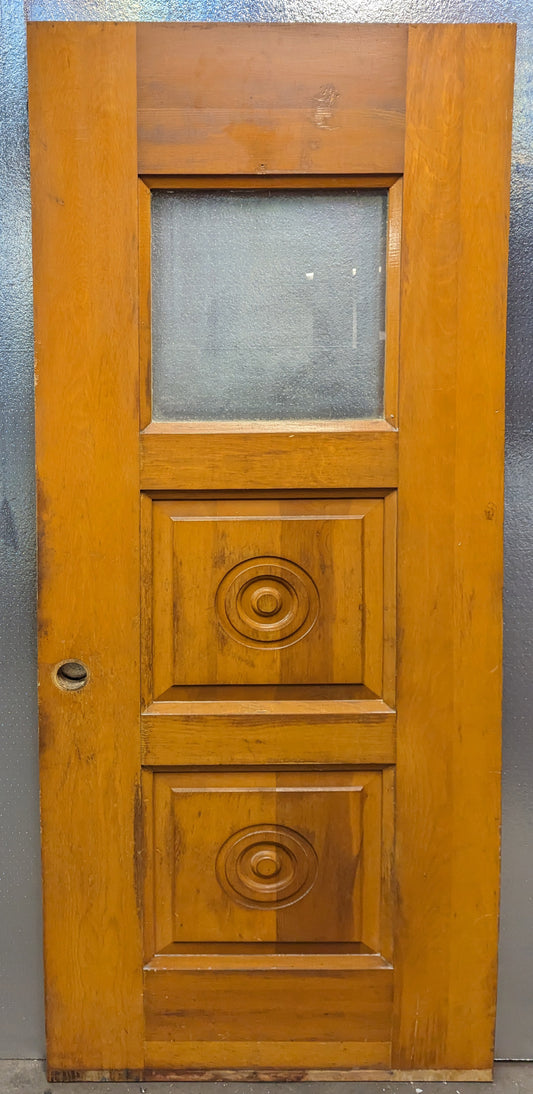 32"x79"x1.75" Antique Vintage Old Reclaimed Salvaged SOLID Wood Wooden Entry Door Window Glass Pane