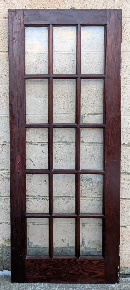 60"x77" Pair of Antique Vintage Old Reclaimed Salvaged French Double Wood Wooden Doors 30 Windows Wavy Glass