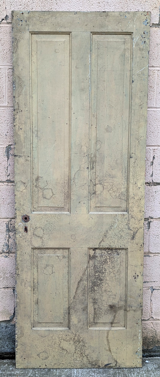 28.5"x77.5" Antique Vintage Old Reclaimed Salvaged Victorian SOLID Wood Wooden Interior Door 4 Panels