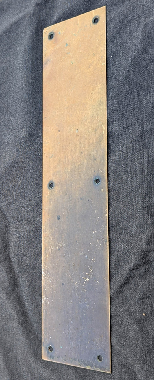 3.5"x15" Antique Vintage Old Reclaimed Salvaged SOLID Bronze Swinging Door Push Plate