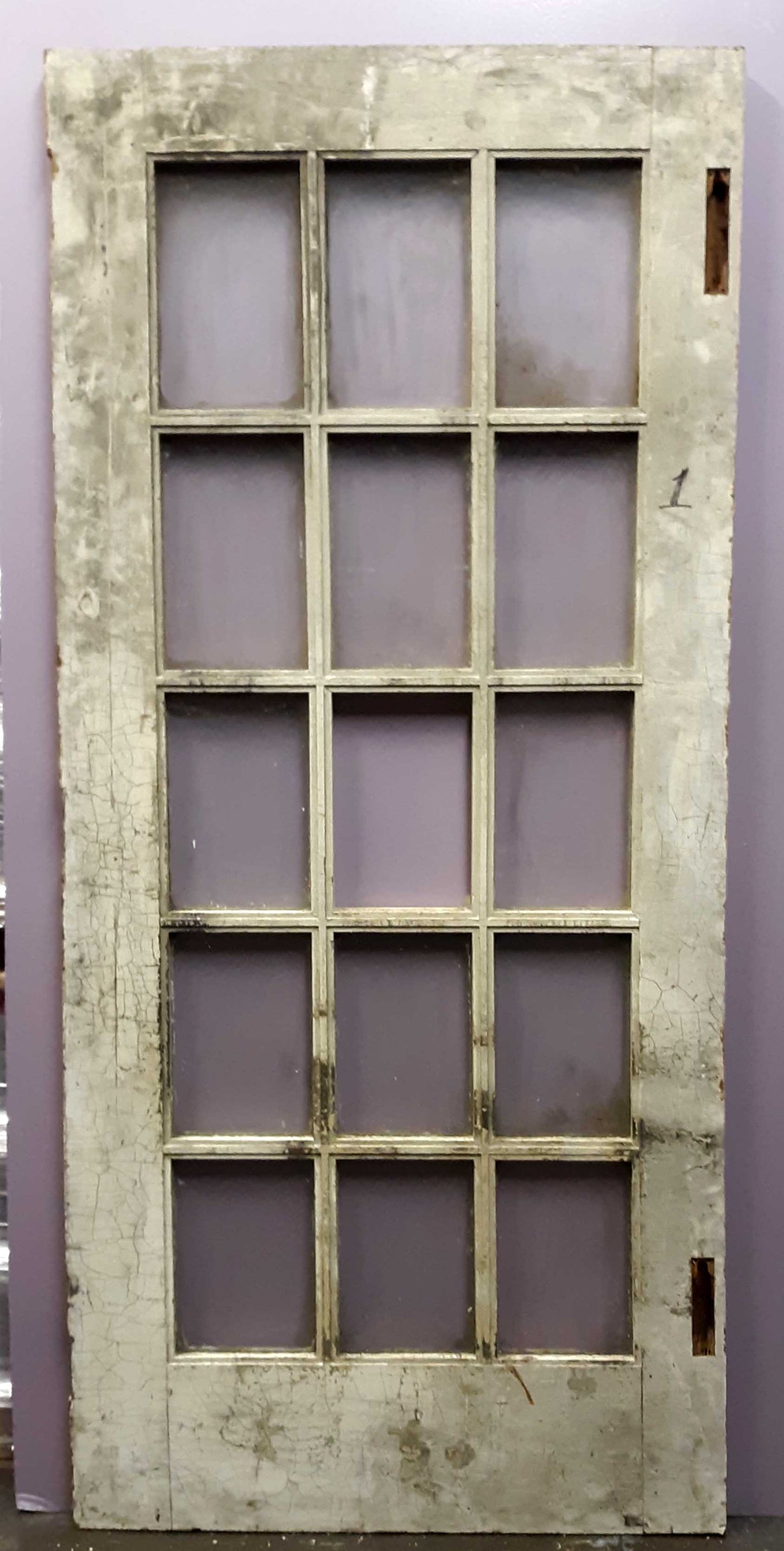 35.5"x83"x1.75" Antique Vintage Old Reclaimed Salvaged Wood Wooden Interior French Door Window Glass