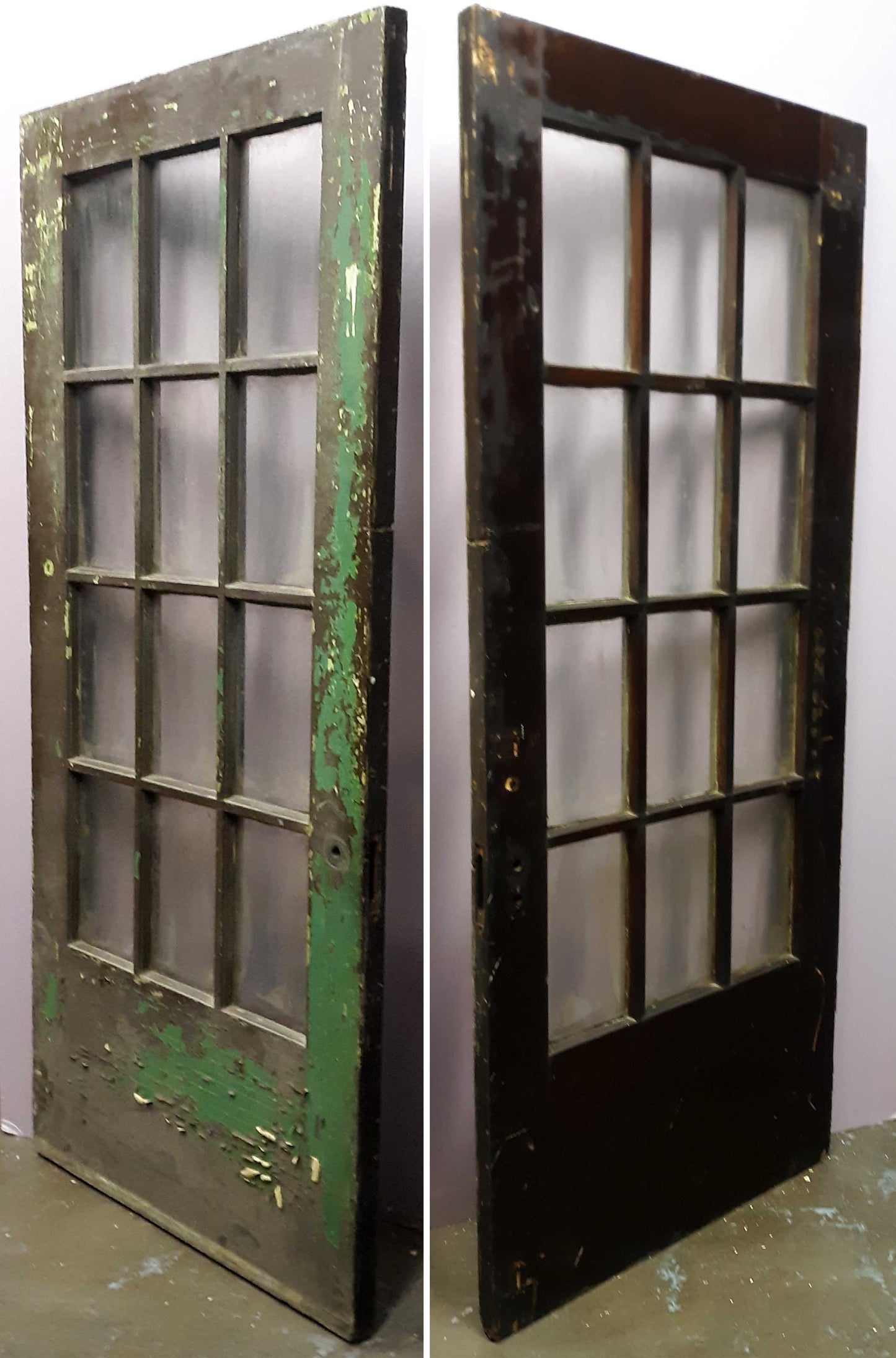 35.5"x84"x1.75" Antique Vintage Old Reclaimed Salvaged Wood Wooden Interior French Door Window Glass