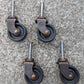 Set 4 Vintage Old Reclaimed Salvaged BASSICK 1.5" Copper Steel Caster Broyhill Dresser Cabinet Furniture Feet Rubber Wheel Roller Ball Bearing