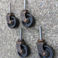 Set 4 Vintage Old Reclaimed Salvaged BASSICK 1.5" Copper Steel Caster Broyhill Dresser Cabinet Furniture Feet Rubber Wheel Roller Ball Bearing