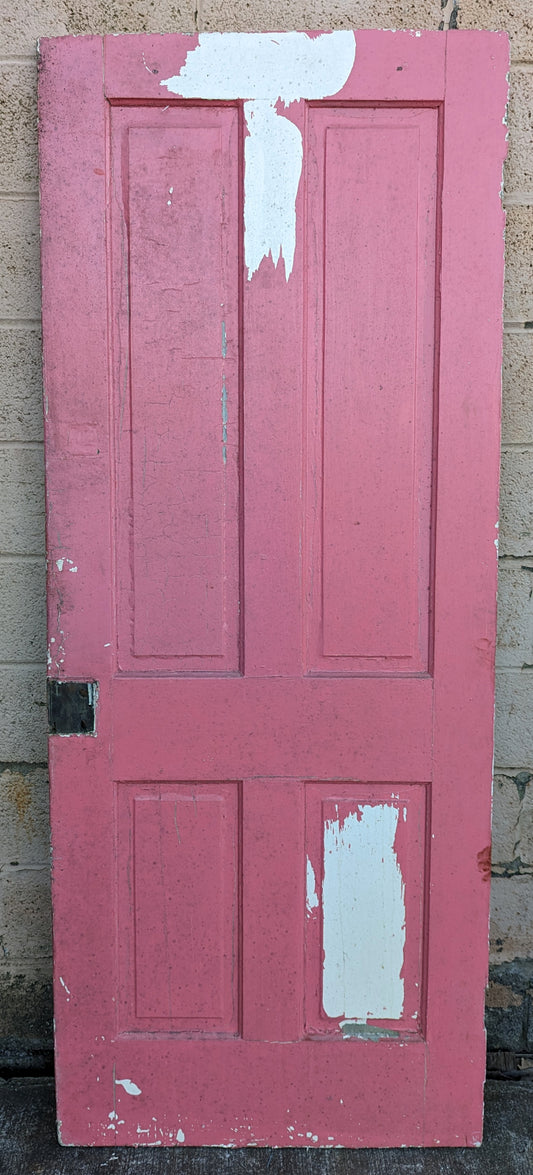 30"x77" Antique Vintage Old Reclaimed Salvaged Victorian SOLID Wood Wooden Interior Door 4 Panels