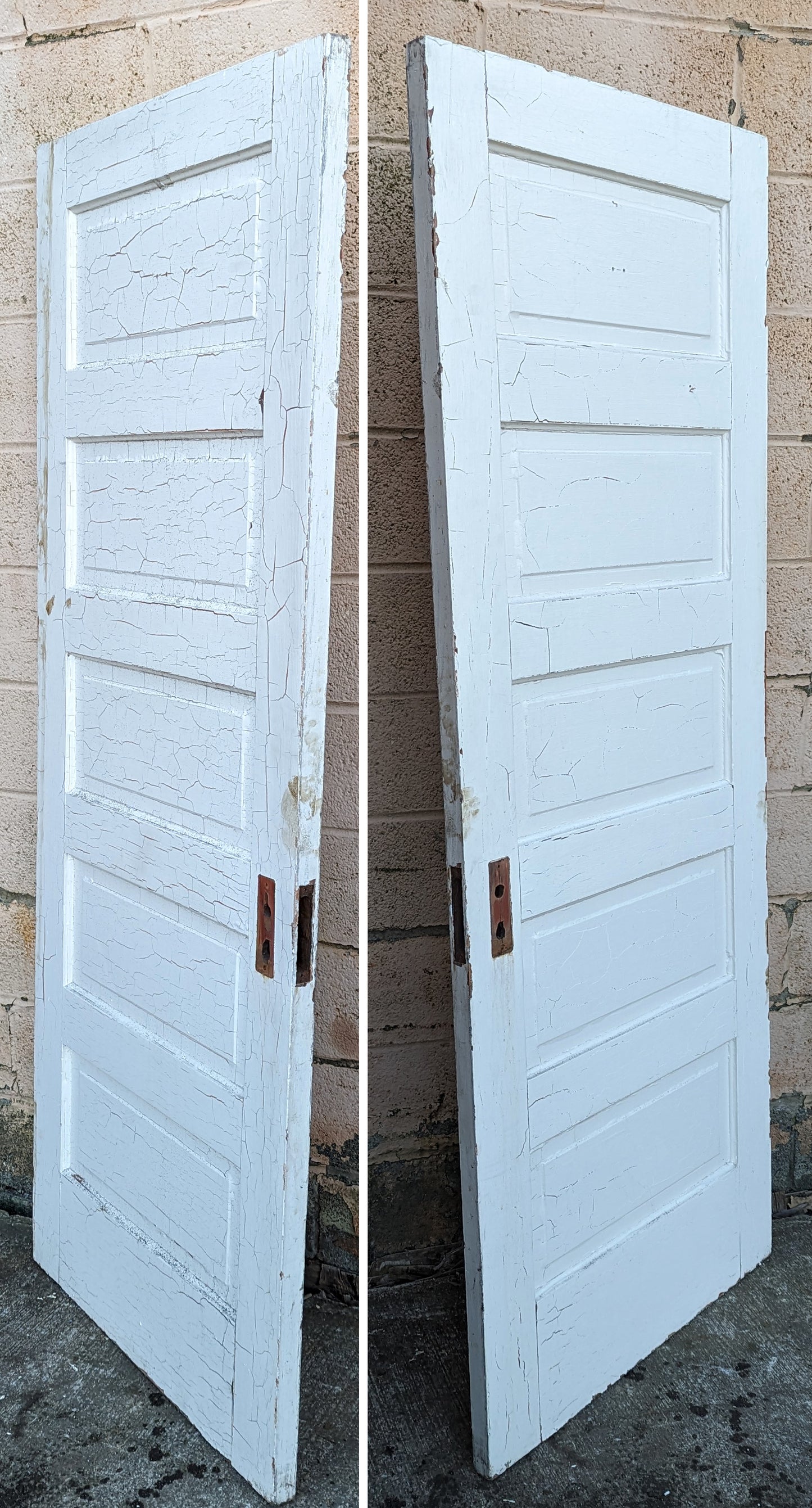 29.5"x77" Antique Vintage Old Reclaimed Salvaged SOLID Wood Wooden Interior Door 5 Panels