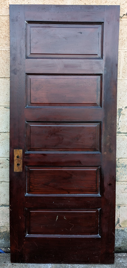 30"x78" Antique Vintage Old Reclaimed Salvaged SOLID Wood Wooden Interior Door 5 Panels