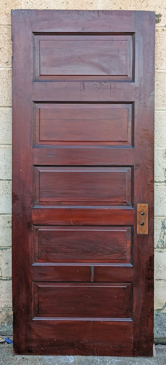 30"x78" Antique Vintage Old Reclaimed Salvaged SOLID Wood Wooden Interior Door 5 Panels