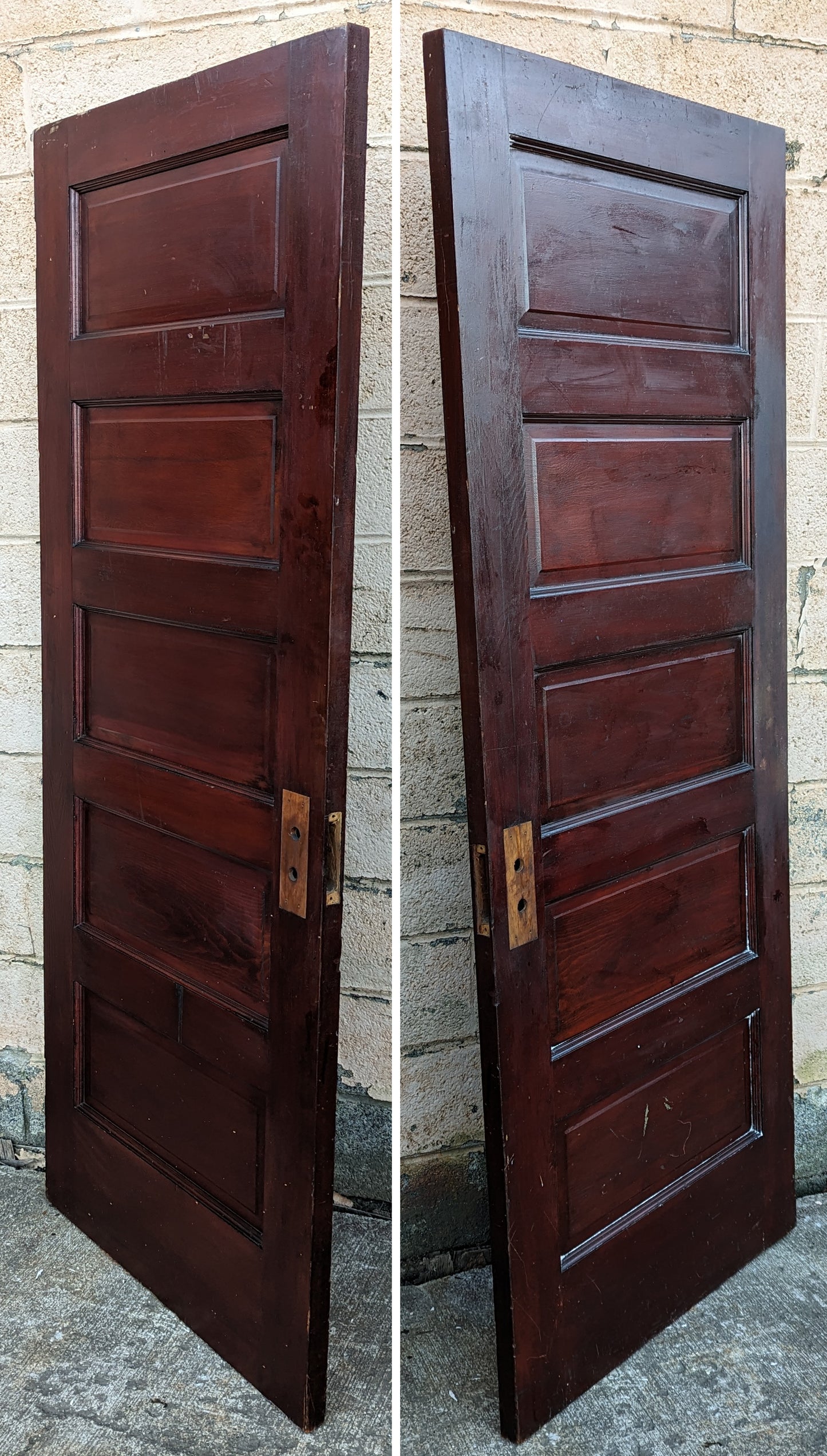 30"x78" Antique Vintage Old Reclaimed Salvaged SOLID Wood Wooden Interior Door 5 Panels