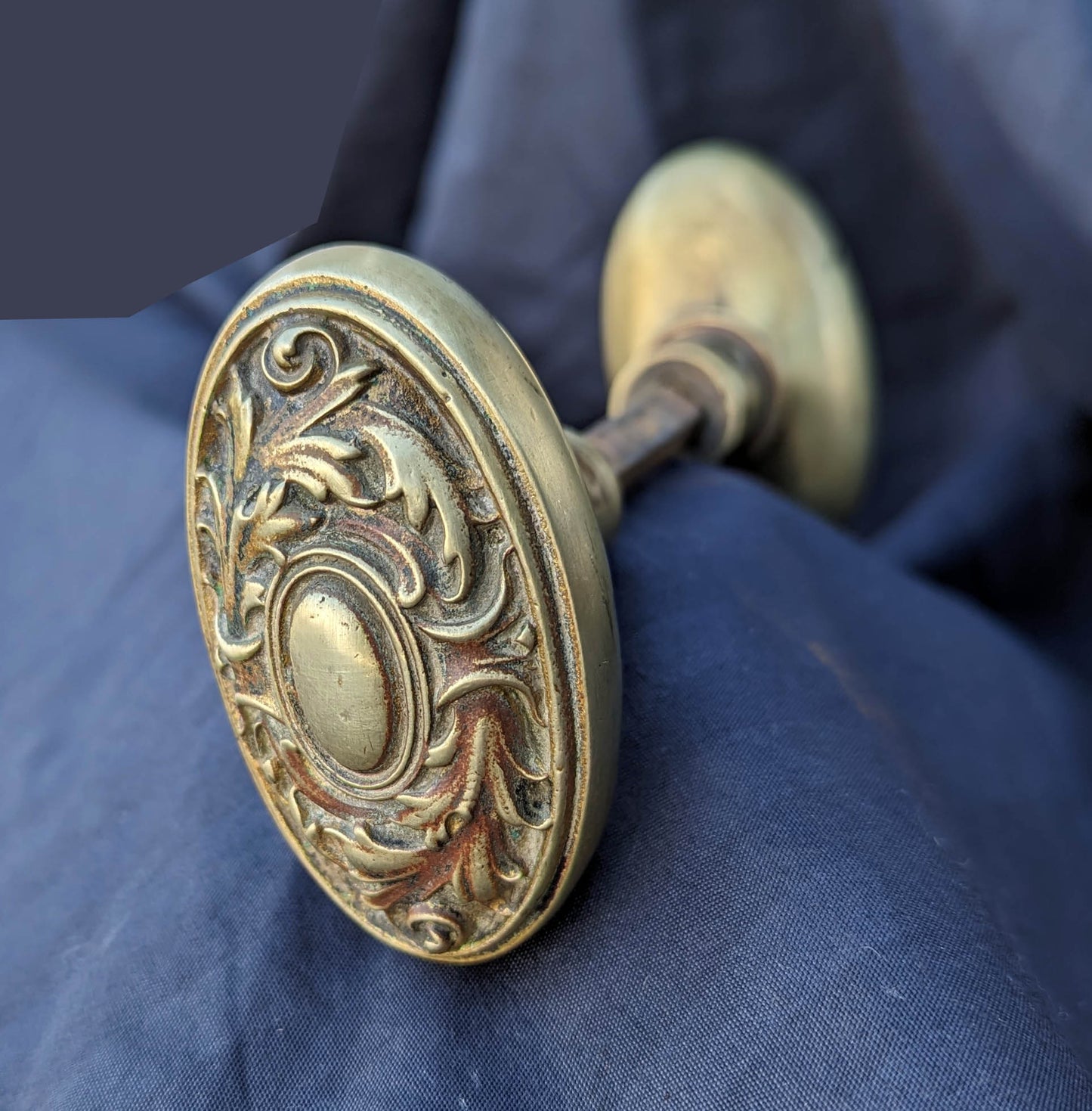 2 Pairs available Antique Vintage Old Salvaged Reclaimed Victorian Oval SOLID Cast Brass Doorknob Door Knobs