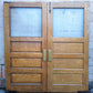 72"x83" Pair of Antique Vintage Old Reclaimed Salvaged Wooden Interior Swinging Door Window Textured Glass