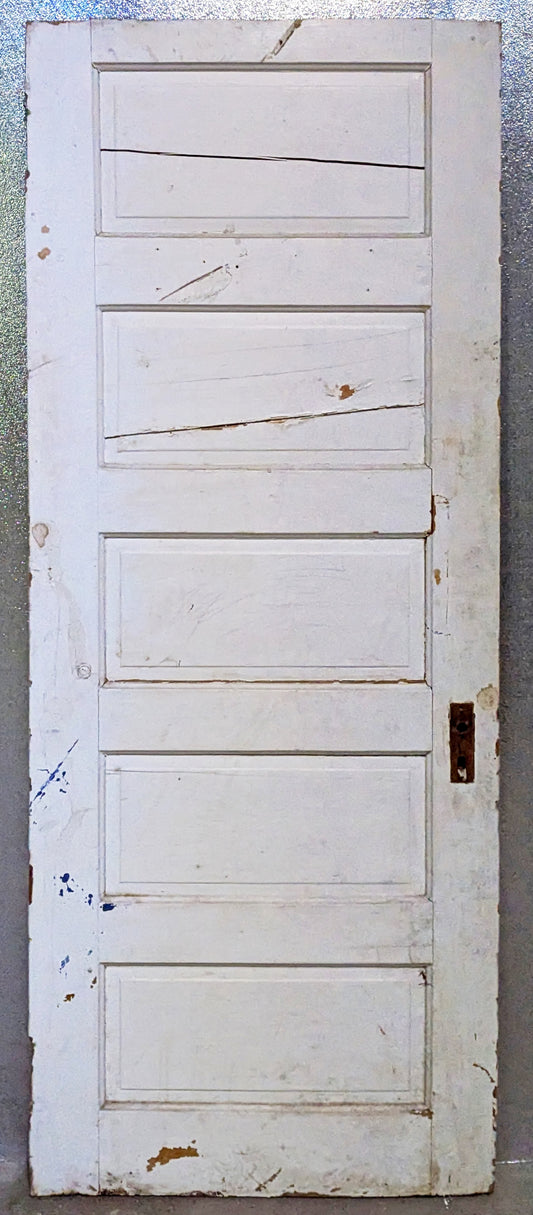 30"x77" Antique Vintage Old Reclaimed Salvaged SOLID Interior Wood Wooden Room Apartment Door 5 Panels