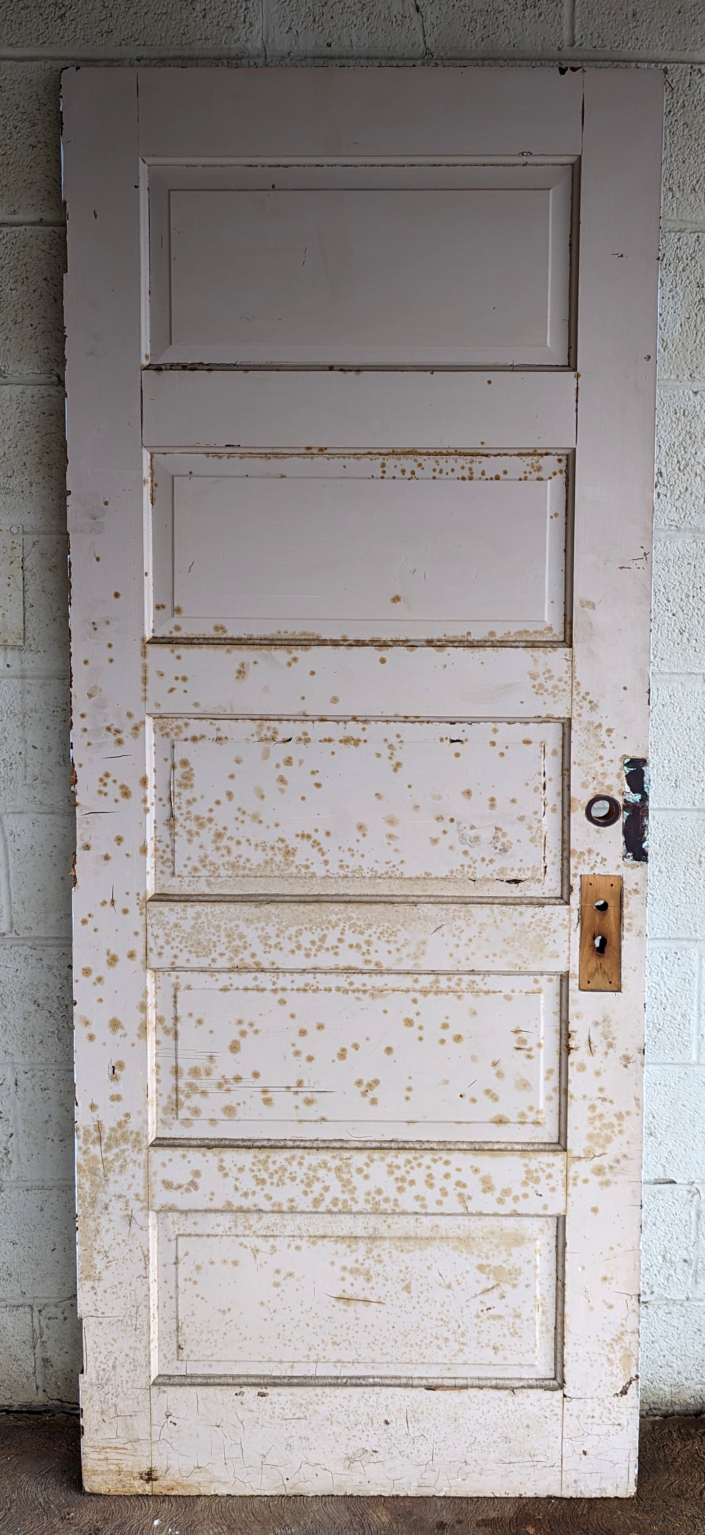 32"x81.5" Antique Vintage Old Reclaimed Salvaged SOLID Wood Wooden Interior Door 5 Panels