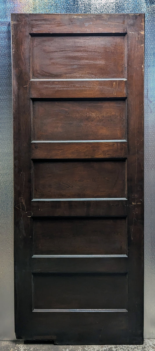 32"x83.5" Antique Vintage Old Reclaimed Salvaged Interior SOLID Wood Wooden Swinging Door 5 Panels
