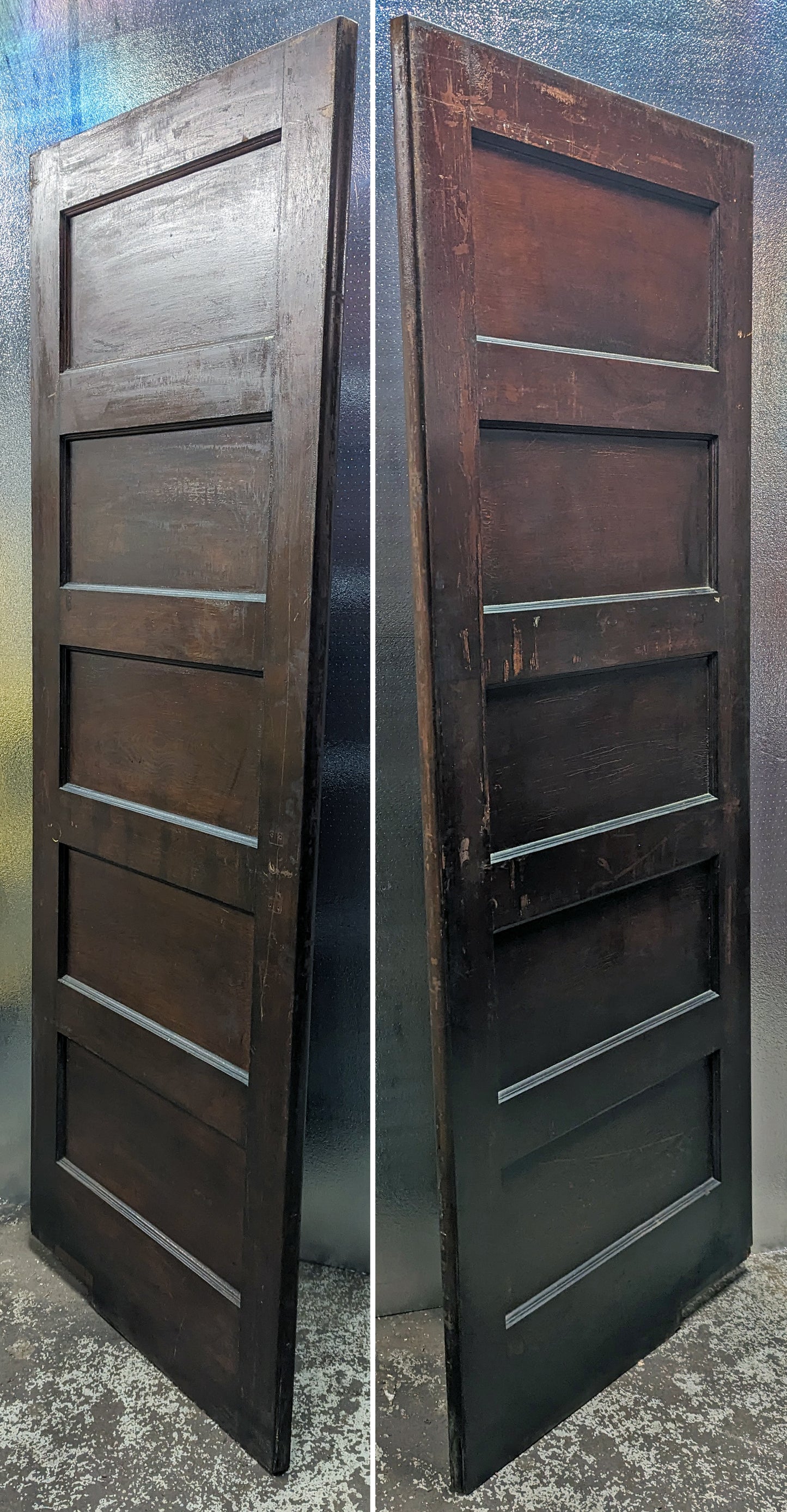 32"x83.5" Antique Vintage Old Reclaimed Salvaged Interior SOLID Wood Wooden Swinging Door 5 Panels