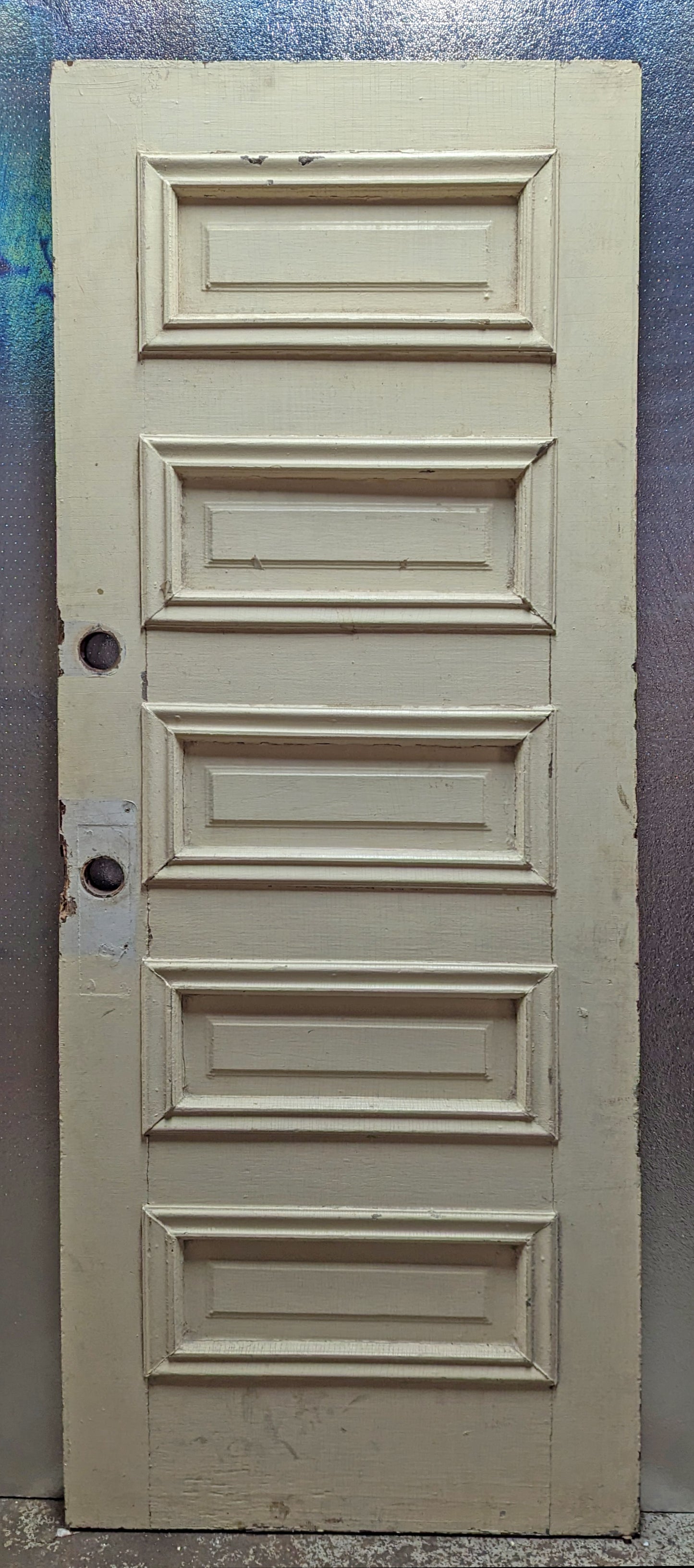 31.5"x84"x1.75" Antique Vintage Old Reclaimed Salvaged SOLID Wood Wooden Exterior Door 5 Panels