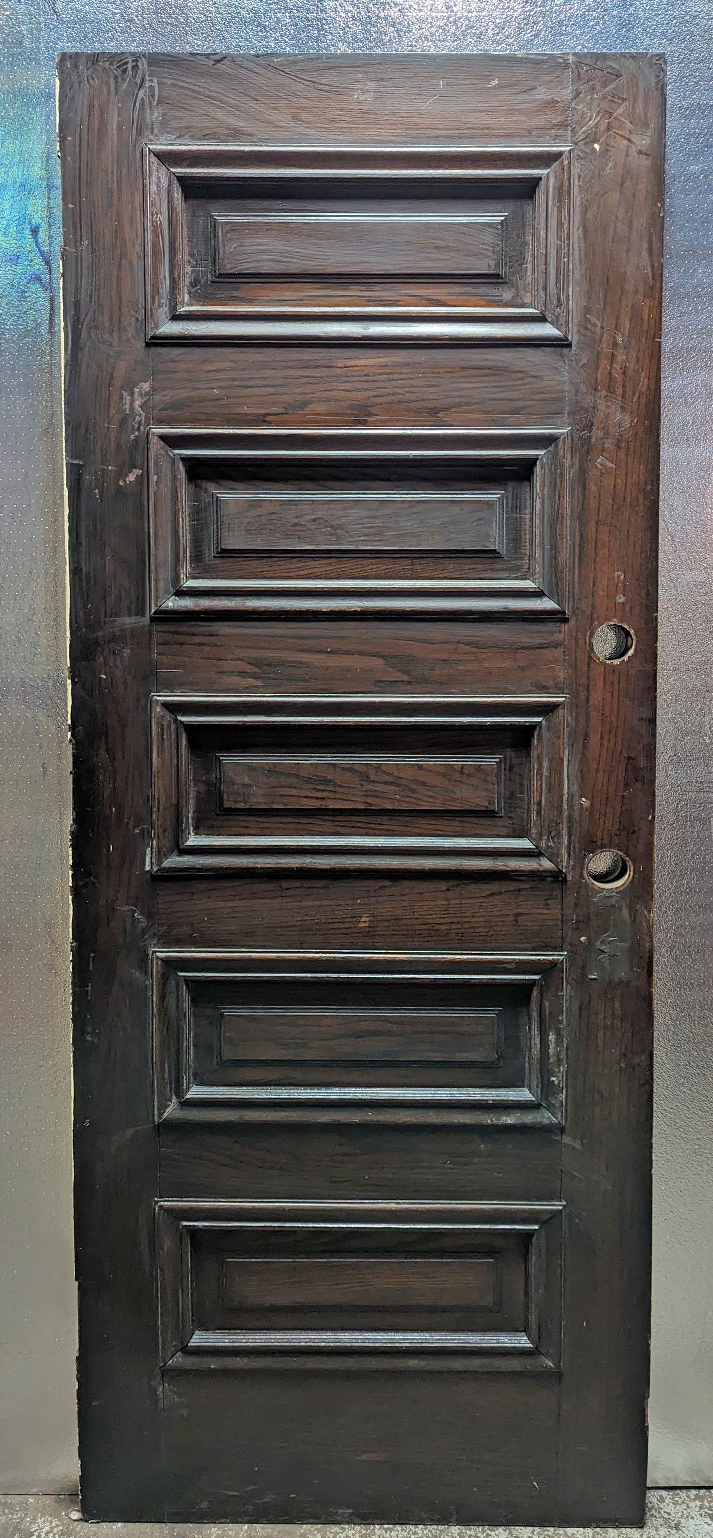 31.5"x84"x1.75" Antique Vintage Old Reclaimed Salvaged SOLID Wood Wooden Exterior Door 5 Panels