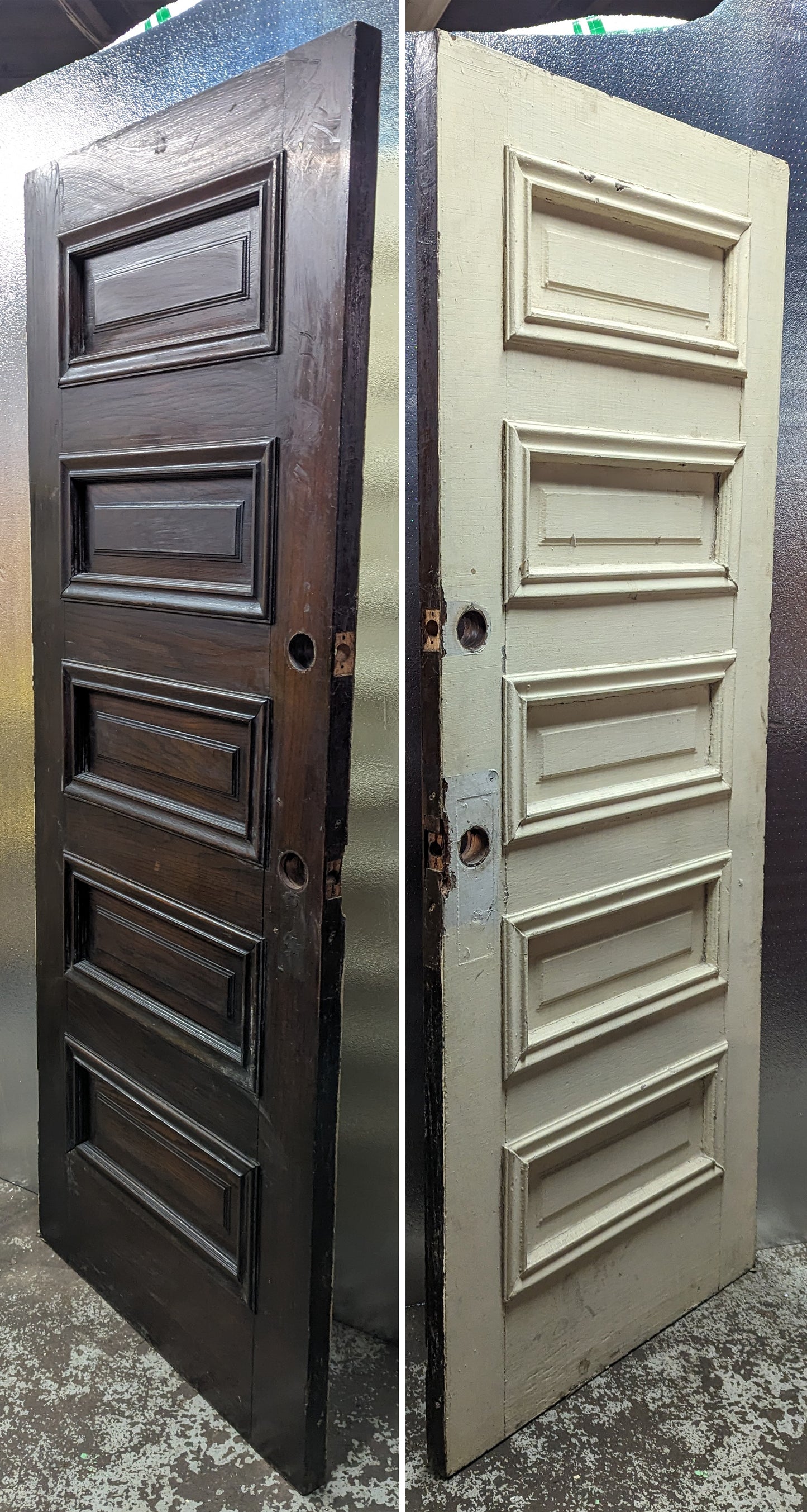 31.5"x84"x1.75" Antique Vintage Old Reclaimed Salvaged SOLID Wood Wooden Exterior Door 5 Panels