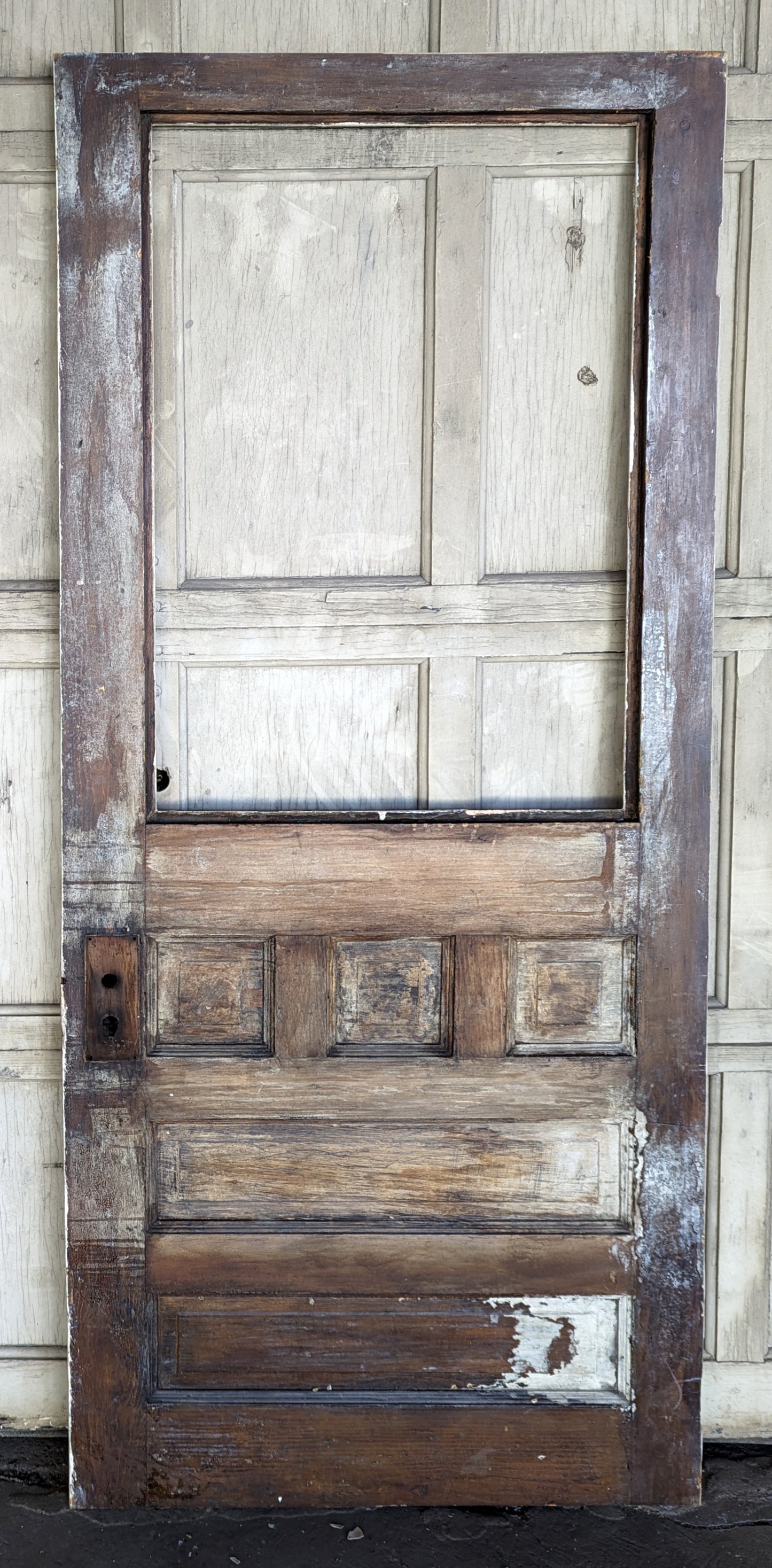 31x76" Antique Vintage Old Salvaged Reclaimed SOLID Wood Wooden Entry Door 5 Panels NO GLASS