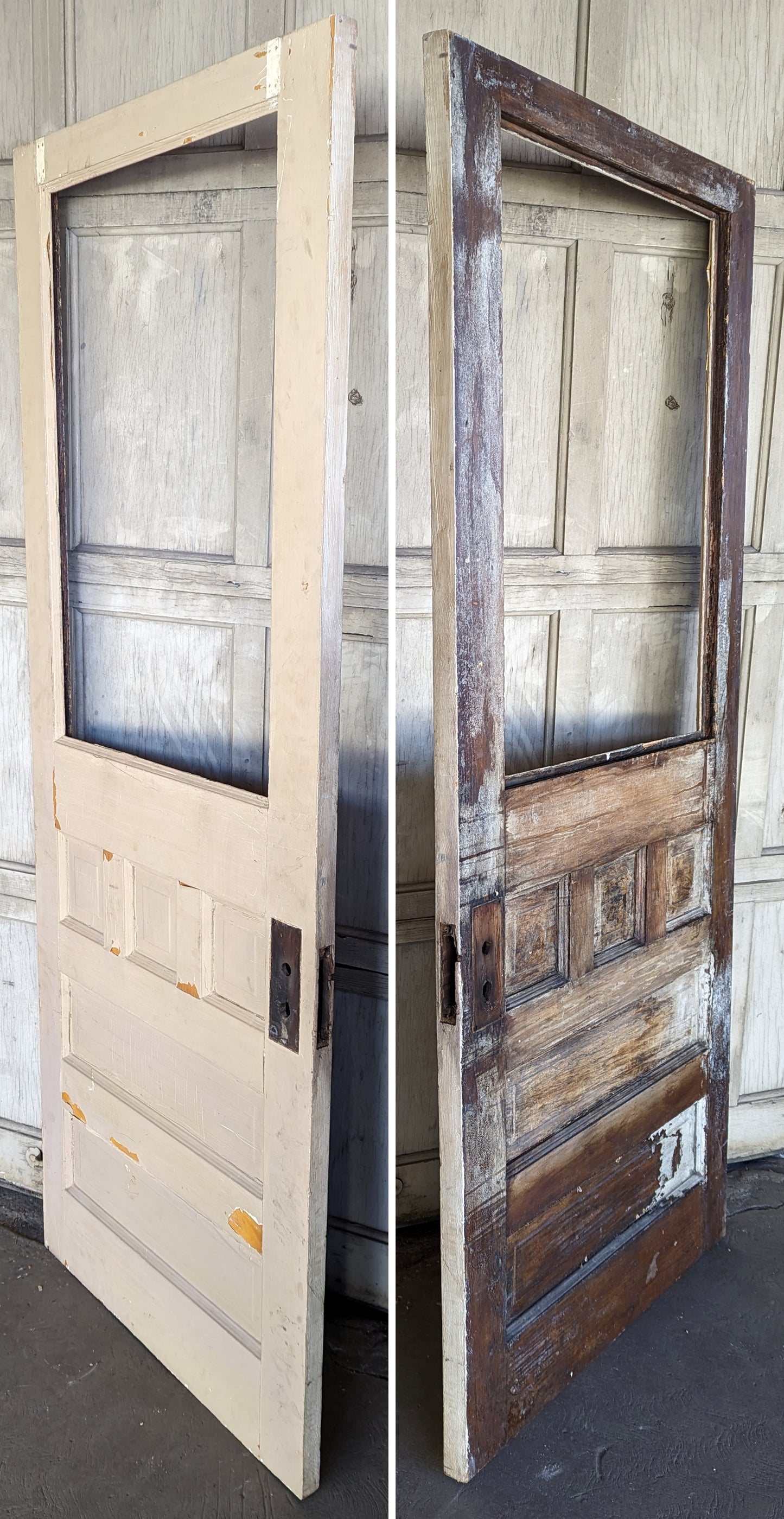 31x76" Antique Vintage Old Salvaged Reclaimed SOLID Wood Wooden Entry Door 5 Panels NO GLASS