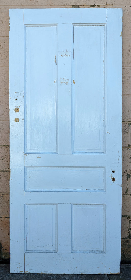 32"x82"x1.5" Antique Vintage Old Reclaimed Salvaged Victorian SOLID Wood Wooden Interior Door 5 Panels