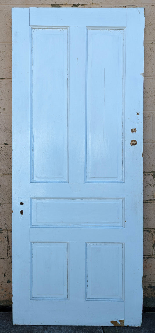 32"x82"x1.5" Antique Vintage Old Reclaimed Salvaged Victorian SOLID Wood Wooden Interior Door 5 Panels