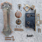 2 available Antique Vintage Old Salvaged Reclaimed "Corbin" Exterior Entry Entrance Door Set SOLID Brass Handle Pull Knob Plate Lock Lockset