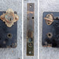 2 available Antique Vintage Old Salvaged Reclaimed "Corbin" Exterior Entry Entrance Door Set SOLID Brass Handle Pull Knob Plate Lock Lockset