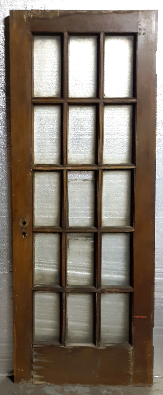 30"x82.5"x2" Antique Vintage Old Reclaimed Salvaged Wood Wooden Exterior French Door Window Glass