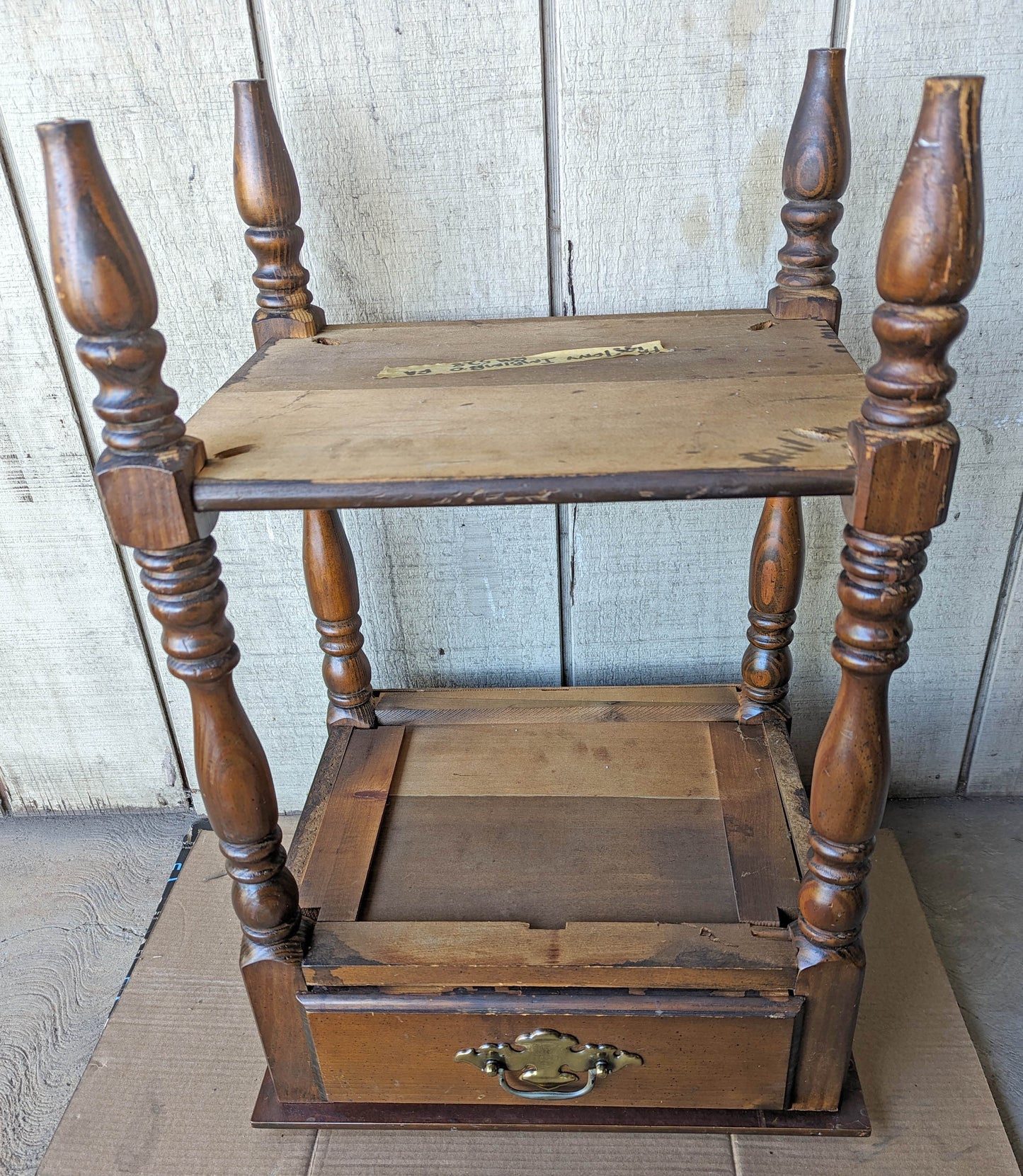 Antique Vintage Old "Broyhill" SOLID Old Wood Wooden Side End Accent Lamp Night Table Stand Nightstand Shelf