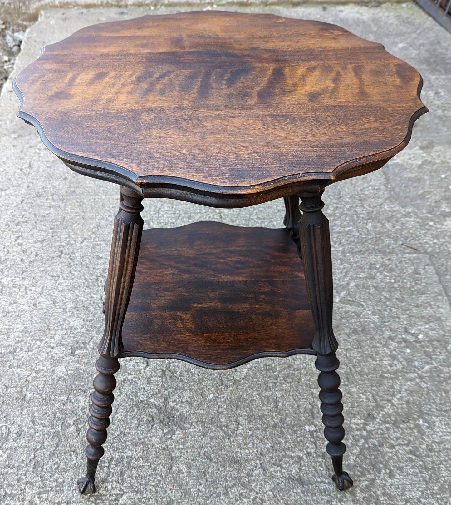 Antique Vintage Old Victorian Walnut SOLID Wood Wooden Claw Talon Glass Ball Side End Accent Foyer Sofa Table