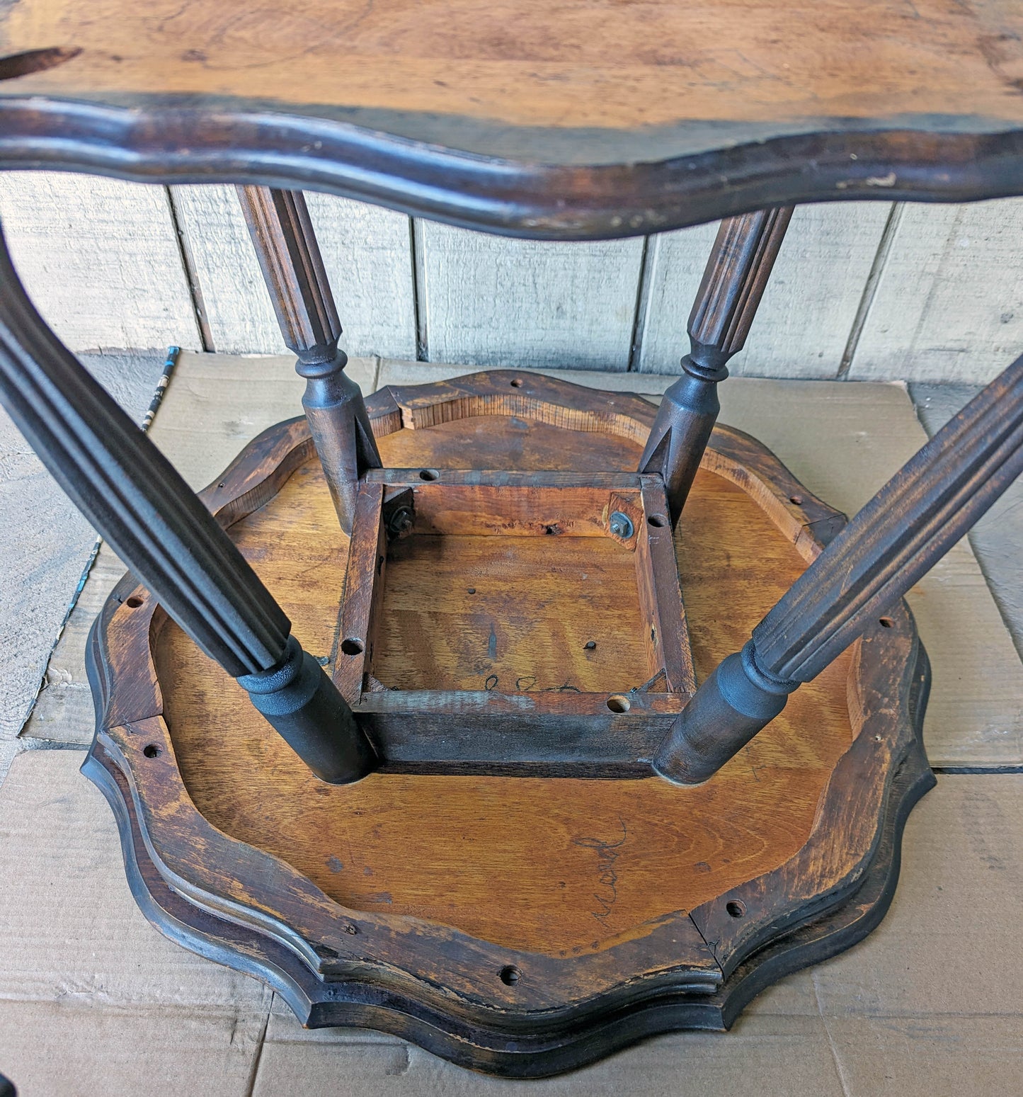 Antique Vintage Old Victorian Walnut SOLID Wood Wooden Claw Talon Glass Ball Side End Accent Foyer Sofa Table