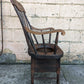 40H" Antique Vintage Old "Hamilton" Solid Wood Wooden Commode Adult Potty Toilet Accent Side Parlor Armchair Chair Fabric Seat