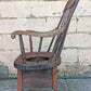 40H" Antique Vintage Old "Hamilton" Solid Wood Wooden Commode Adult Potty Toilet Accent Side Parlor Armchair Chair Fabric Seat