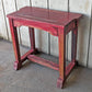 Red Vintage Antique Old Solid Hard Wood Wooden Rectangular Bench Table Chair Foot Stool Plant Stand Side Accent Chair Seat Ottoman