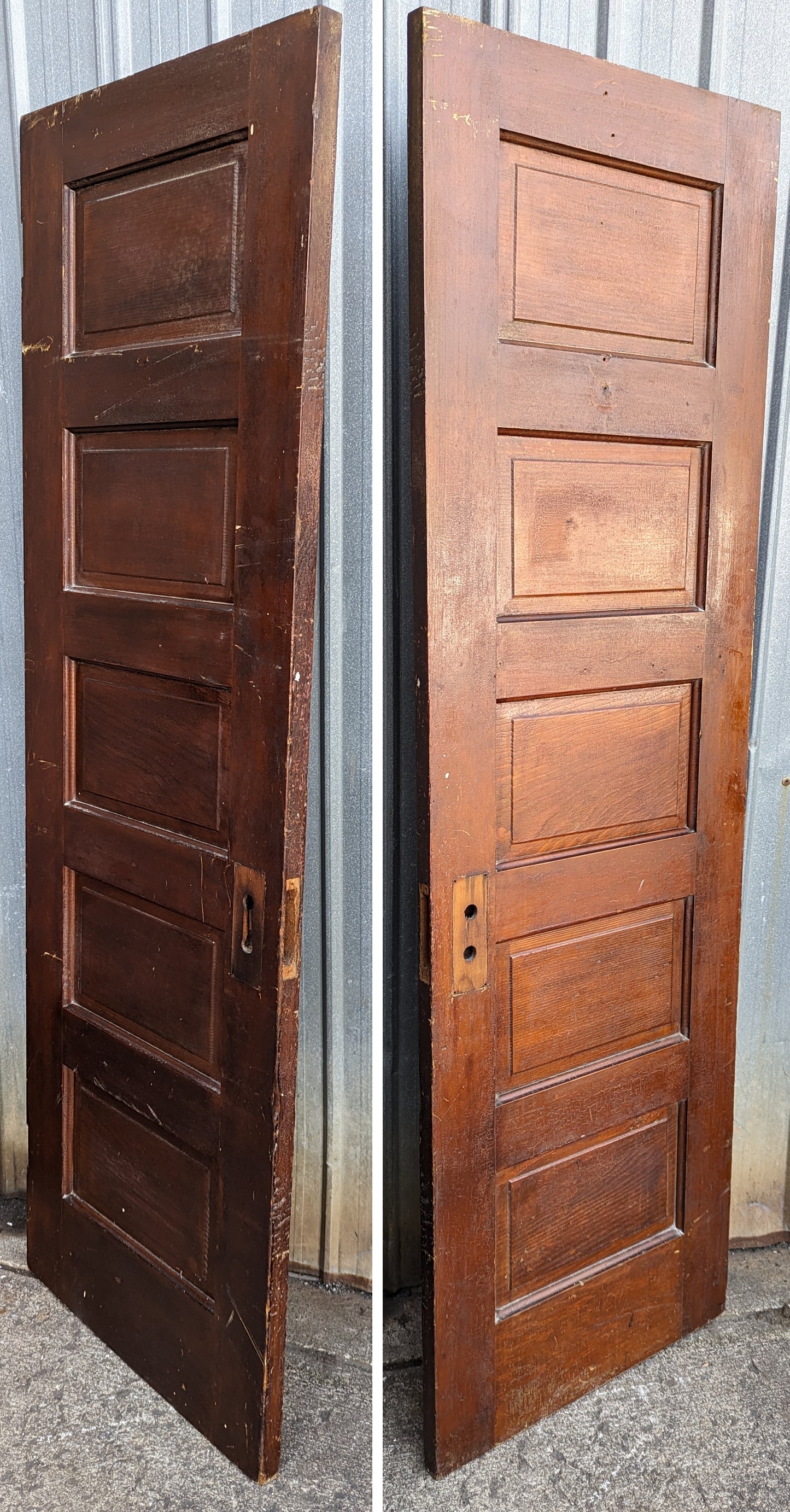 24"x77" Antique Vintage Old Reclaimed Salvaged SOLID Wood Wooden Interior Door 5 Panels