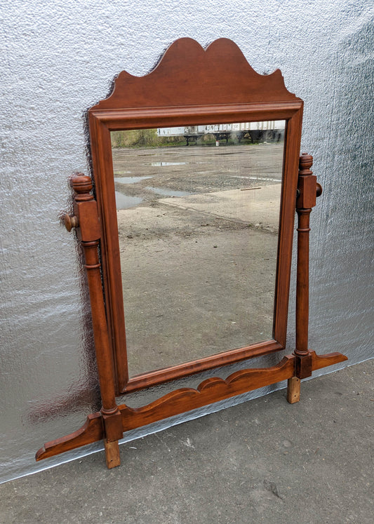 21"x32" Antique Vintage Old SOLID Maple Wood Wooden Swivel Dresser Vanity Wall Mirror Glass