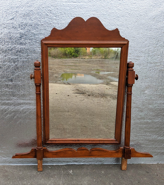 21"x32" Antique Vintage Old SOLID Maple Wood Wooden Swivel Dresser Vanity Wall Mirror Glass