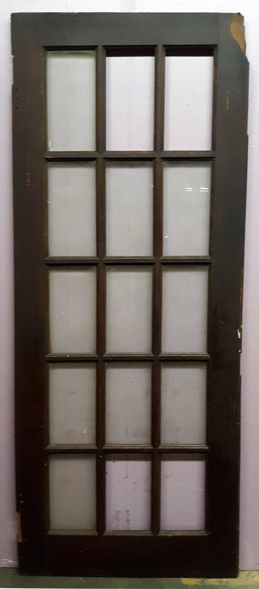 29"x78" Antique Vintage Old Reclaimed Salvaged Wood Wooden Interior French Door Window Wavy Glass