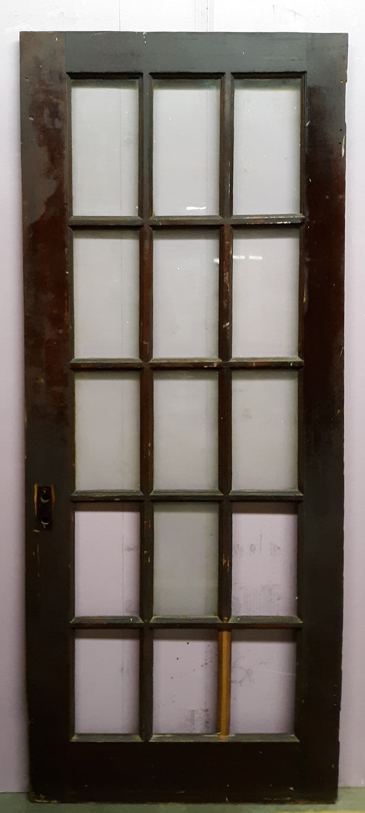 29"x78" Antique Vintage Old Reclaimed Salvaged Wood Wooden Exterior French Door Window Wavy Glass