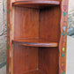 20"H Vintage Old Handmade SOLID Cherry Wood Wooden Corner Wall Shelf Shelves Shelving Curved 3 Tier Hand Home Made