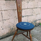 RARE! Vintage Antique Old 3 Leg Maple Wood Wooden Side Accent Dressing Chair Fabric Round Upholstered Seat