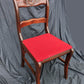 Antique Vintage Old SOLID Wood Wooden Floral Carved Side Dining Accent Desk Chair Red Fabric Seat