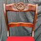 Antique Vintage Old SOLID Wood Wooden Floral Carved Side Dining Accent Desk Chair Red Fabric Seat