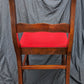 Antique Vintage Old SOLID Wood Wooden Floral Carved Side Dining Accent Desk Chair Red Fabric Seat