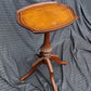 Antique Vintage Old Leather Top SOLID Wood Wooden End Accent Side Table Stand Carved