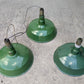 Lot Set of 3 Vintage Antique Old 16" Salvaged Reclaimed Art Deco Factory Industrial Porcelain Enamel Steel Metal Lamp Shade Ceiling Light Cover Fixture