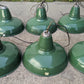 Lot Set of 6 Vintage Antique Old 12" Salvaged Reclaimed Art Deco Factory Industrial Green White Porcelain Enamel Steel Metal Lamp Shade Ceiling Light Cover Fixture